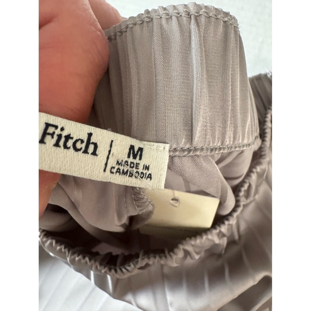 Abercrombie & Fitch Womens Satin Wide Leg Pants Medium Lux Lounge Pockets New - Picture 4 of 6